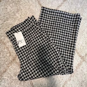 Zara Straight-leg Houndstooth Culottes Pants